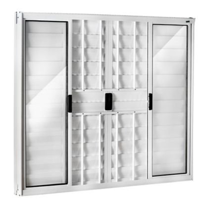 Janela Veneziana Alumínio Branco 6 Folhas Com Grade Central 100x150x8cm Ecosul
