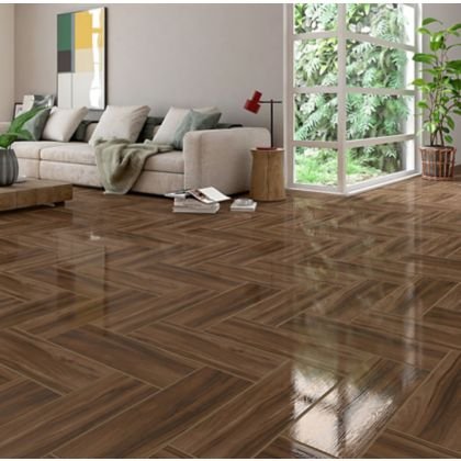 Piso Fenix Madeira Brilhante HD 20x60cm Caixa com 1,46m² Marrom