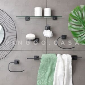 Acessórios Para Banheiro Quadrado 6 Peças São Francisco Pingoo.casa - Preto