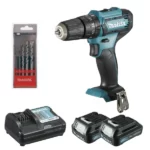 Furadeira e Parafusadeira de Impacto 3/8" 12V HP333DWYX3-P com 2 Baterias e 1 Jogo de Brocas para Concreto Makita
